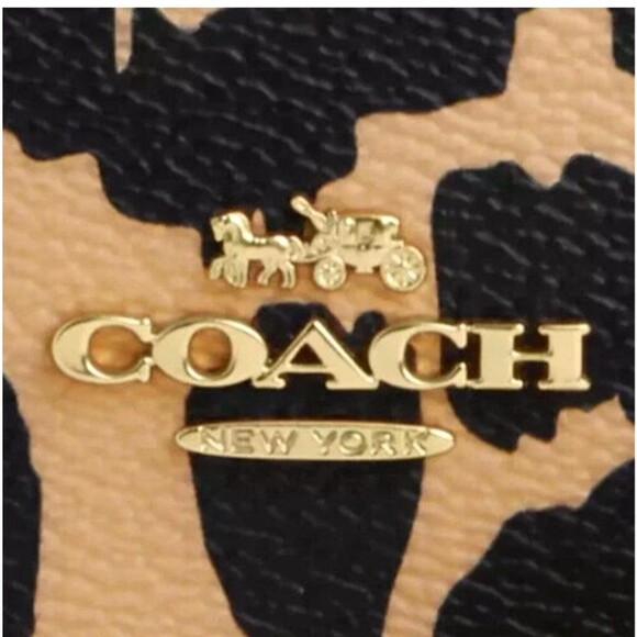 New Coach CX151 Mini Wallet on Chain Leopard Multi Animal Print - Picture 4 of 7